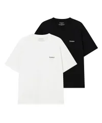COVERNAT クールコットン オーバーサイズ 半袖 (白/ブラック)のサムネイル