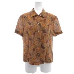 アクアスキュータム AQUASCUTUM シャツ 麻 リネン 茶 ブラウン系 ペイズリー柄 半袖 襟付き /SC ■ECF004のサムネイル