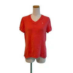 ランバン スポール LANVIN SPORT ニット セーター 半袖 Vネック ケーブル編み切替 JLロゴ刺繍 40 鮭 サーモン /MZ ■ECF005のサムネイル