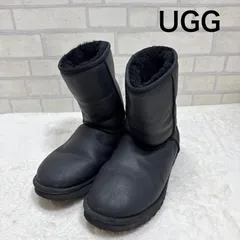 UGG アグ クラシックショート レザー ムートンブーツ 26cm 黒のサムネイル
