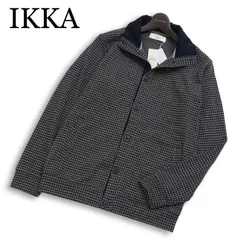 【新品 未使用】 IKKA イッカ 秋冬★ 千鳥格子 トラッド プリント スタンドカラー ジャケット Sz.M メンズ グレーのサムネイル