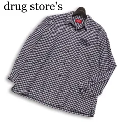 drug store's ドラッグストアーズ 秋冬★ ゆったり♪ 長袖 ネル チェック ぶた ロゴプリント シャツ Sz.F メンズのサムネイル