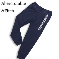 Abercrombie&Fitch アバクロンビー＆フィッチ 秋冬★ 裏起毛 ロゴ スウェット ジョガー パンツ Sz.S メンズ 紺 ネイビーのサムネイル