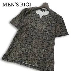 MEN'S BIGI メンズビギ 春夏★ アムンゼン織 ペイズリー 総柄 スキッパーカットソー Tシャツ 日本製 Sz.1 メンズのサムネイル