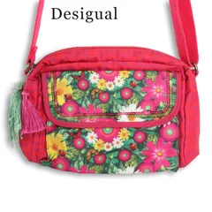 Desigual デシグアル 通年 花柄 フラワー × トンボ 総柄★ ロゴ ショルダー バック Sz.EUR U　レディースのサムネイル