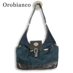 Orobianco オロビアンコ 通年 ロゴ★ イタリア製生地 レザー使い 切替 ハンド バッグ 鞄 Sz.F　レディースのサムネイル
