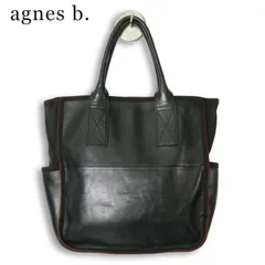 agnes b. アニエスベー 通年 本革★ リアルレザー 切替 トートバッグ 鞄 日本製 Sz.F レディース 黒のサムネイル