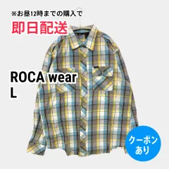 ROCA wear ロカウェア シャツ/ブラウス L グレー コットン チェック柄 ブランドロゴ ワンポイント ミドル丈 長袖 レギュラーカラー メンズのサムネイル