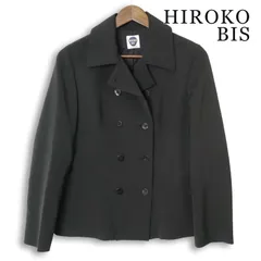 HIROKO BIS ヒロコビス ヒロココシノ 通年★ ストレッチ ダブル ジャケット 日本製 Sz.11 レディース 黒のサムネイル