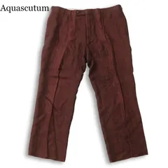 Aquascutum アクアスキュータム 春夏★ 麻100％ リネン ヘリンボーン スラックス パンツ 日本製 大きいサイズ Sz.97 メンズのサムネイル