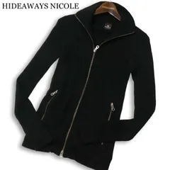 HIDEAWAYS NICOLE ハイダウェイ ニコル 秋冬★ ウール混 リブ ニット ブルゾン ジャケット Sz.46 メンズ 黒のサムネイル