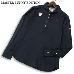 MASTER BUNNY EDITION マスターバニー パーリーゲイツ ゴルフ 通年★ 長袖 ロゴ刺繍 ワッペン ポロシャツ Sz.5 メンズ 紺のサムネイル
