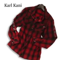 Karl Kani カールカナイ 秋冬★ 長袖 チェック ロゴ刺繍 ネル シャツ Sz.XL メンズのサムネイル