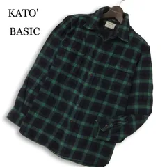 KATO' BASIC カトー 秋冬★ 長袖 ブラックウォッチ チェック フランネル シャツ Sz.M メンズのサムネイル