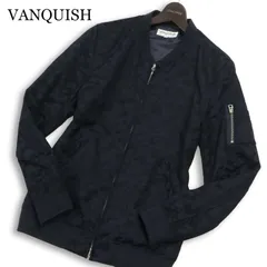 VANQUISH ヴァンキッシュ 通年★ カモフラ 迷彩 総柄 ジップ フライト ジャケット ブルゾン Sz.M メンズ 紺 ネイビーのサムネイル