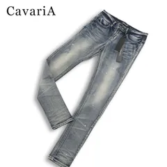 未使用★ CavariA キャバリア 通年 USED加工 ダメージ加工 ストレッチ スキニー デニム パンツ ジーンズ Sz.44 メンズのサムネイル