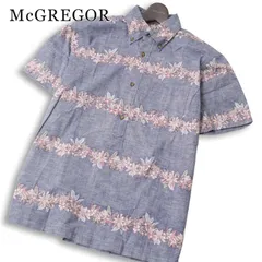 McGREGOR マクレガー 春夏★ 半袖 ボタンダウン 花柄 フラワー総柄 プルオーバー シャツ 日本製 Sz.M メンズのサムネイル