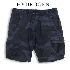 イタリア製★ HYDROGEN ハイドロゲン 春夏 カモフラ柄 イージー カーゴ ショート パンツ Sz.32 メンズ 紺 ネイビーのサムネイル