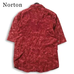 Norton ノートン 春夏★ 襟ワイヤー 五分袖 ロゴ刺繍 ウォッシュ加工 ムラ染め ワーク シャツ Sz.M メンズ バイクのサムネイル