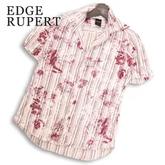 Y2K 00s★ EDGE RUPERT ルパート 春夏 フラワー×ストライプ★ 半袖 花柄 マルチストライプ シャツ 日本製 Sz.2 メンズのサムネイル