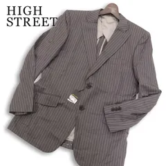 未使用★ HIGH STREET ハイストリート 通年 イタリア製 CERRUTI生地★ ストライプ テーラード ジャケット Sz.M メンズ 灰のサムネイル