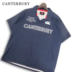 CANTERBURY カンタベリー ラグビー 春夏 ロゴ★ 半袖 メッシュ ラガー シャツ ポロシャツ 大きいサイズ Sz.XL メンズ 紺のサムネイル