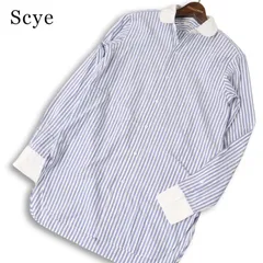 Scye サイ 通年 ラウンドカラー★ 長袖 ストライプ ロング クレリック シャツ 日本製 Sz.36 メンズのサムネイル