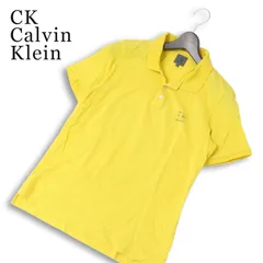 CK Calvin Klein カルバンクライン 春夏★ 半袖 ロゴ刺繍 ワンポイント 鹿の子 ポロシャツ Sz.M メンズ 黄色のサムネイル