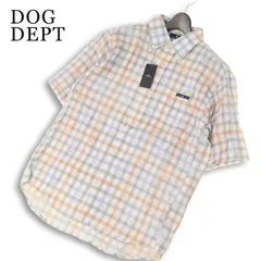 【新品 未使用】 DOG DEPT ドッグデプト ドッグ総柄★ ダブルガーゼ 半袖 チェック柄 シャツ 大きいサイズ Sz.XL メンズのサムネイル