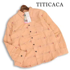 【新品 未使用】 TITICACA チチカカ 通年★ インド綿 刺繍 エスニック 総柄 カラーネップ 長袖 シャツ Sz.F レディースのサムネイル