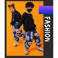送料無料 キッズダンス衣装 ヒップホップ セットアップ HIPHOP 長袖 シャン 花柄 パンツ ズボン 男の子 女の子 子供服 ジャズダンス ステージ衣装 練習着 体操服のサムネイル
