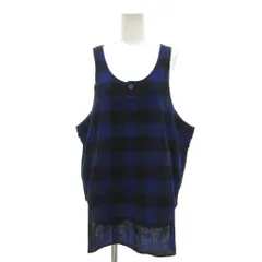 コムサデモード COMME CA DU MODE 美品 ノースリーブチュニック カットソー ブロックチェック柄 リネン混 紺 ネイビー /OBのサムネイル