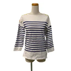 セントジェームス SAINT JAMES Tシャツ マリンモンタギュ MARIN MONTAGUT コラボ ボーダー ボートネック 肩ボタン 七分袖 カットソー XS 白 ホワイト 青 ブルー /EH ■ECF005のサムネイル