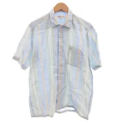 ニナリッチ NINA RICCI ヴィンテージ シャツ M 水色 ライトブルー ストライプ柄 半袖 胸ポケット /NL ■ECE006のサムネイル