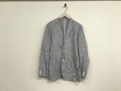 本物パッゾPAZZO Collection N.MASAKIリネン麻ヘリーボーン柄テーラードジャケット長袖サーフアメカジスケーターストリートミリタリービジネススーツパーティーモードドレスゴルフメンズグレーLのサムネイル