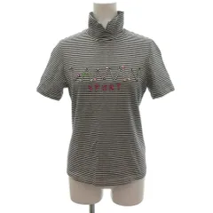ランバン スポール LANVIN SPORT 美品 Tシャツ カットソー 半袖 38 ハイネック ボーダー柄 ロゴ 白 ホワイト 黒 ブラック /KB ■ECG007のサムネイル
