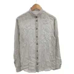 アルマーニ コレツィオーニ ARMANI COLLEZIONI 美品 長袖バンドカラーシャツ 麻 リネン M ライトグレー 無地 LCSMNL /TL ■ECG007のサムネイル