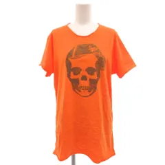 ルシアンペラフィネ LUCIEN PELLAT-FINET 美品 イタリア製 Tシャツ カットソー 半袖 M Uネック スカルモチーフ プリント オレンジ /KB ■ECF006のサムネイル