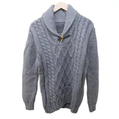 ベルシュカ Bershka ケーブルニット セーター ウール混 ショールカラー トグルボタン S 灰 グレー 0131のサムネイル