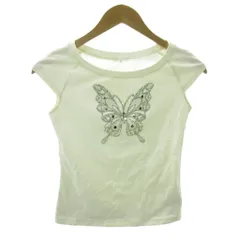 フラジール FRAGILE バタフライ ビジュー ノースリーブ カットソー Tシャツ 白 ホワイト 38 約Mのサムネイル