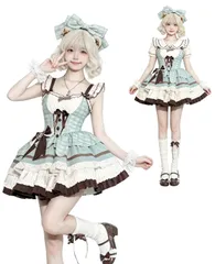 [KALAOK] JSK ジャンパースカート ロリータ ワンピース レディース Lolita ドレス コスチューム コスプレ 衣装 green XLのサムネイル