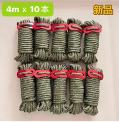 パラコード テントロープ タープロープ ガイロープ 反射材入り 太さ 4ｍｍ 長さ 4ｍ10本セット 耐荷重 350kg 自在金具のサムネイル