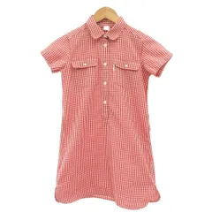 モンベル Montbell 美品 シャツワンピース 半袖 ギンガムチェック 140 赤 白 /MGのサムネイル