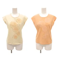 ピエールカルダン Pierre Cardin 2点セット まとめ Tシャツ カットソー フレンチスリーブ レース 花柄 刺繍 S ベージュ オレンジ /JSのサムネイル