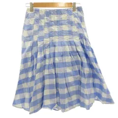 ジェイクルー J.CREW プリーツスカート ひざ丈 チェック柄 00 青 ブルー /FFのサムネイル