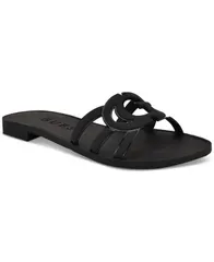 ゲス レディース シューズ サンダル カットアウト ロゴ GUESS Womens Elyho Jellie Logo Emblem CutOut Slide Flat Sandals Black ブのサムネイル
