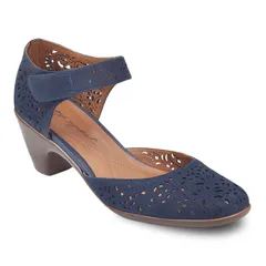 イージースピリット レディース シューズ パンプス レザー Easy Spirit Cindie Womens Perforated Leather Pumps Navy ネイビーのサムネイル