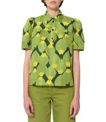 タラジャーモン レディース トップス シャツ フラワー柄 ブラウス フラワー Tara Jarmon Floral Point Collar Short Puff Sleeve Blouse Vertのサムネイル