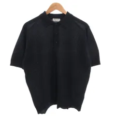 オリヒカ ORIHICA GARAGE ポロシャツ ニット 半袖 リネン混 L 紺 ネイビー /FFのサムネイル