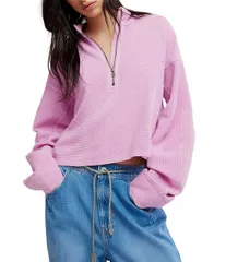 フリーピープル レディース アウター ニット・セーター ハーフジップ Free People Celeste Quarter Zip Stand Collar Long Sleeve Knitop Hのサムネイル